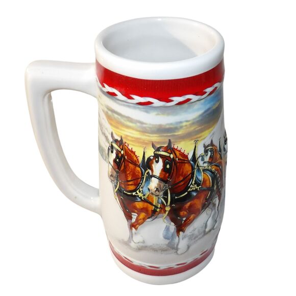 Budweiser Holiday Stein Collection 2010 "Dashing Through The Snow" Beer Mug - Picture 1 of 5